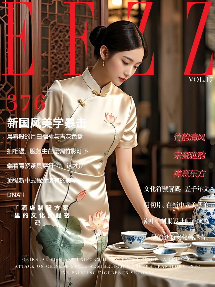 新國風美學(xué)制服-酒店中式餐廳服務(wù)員工作服文化符號解碼圖鑒