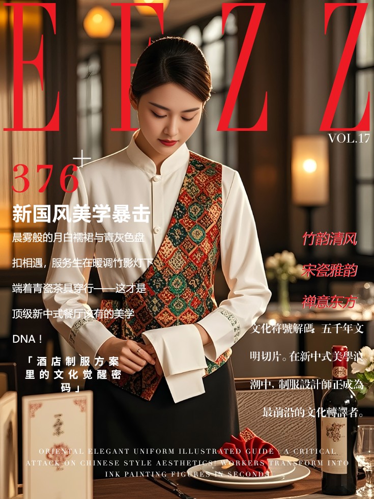 新國風美學(xué)制服-酒店中式餐廳服務(wù)員工作服文化符號解碼圖鑒