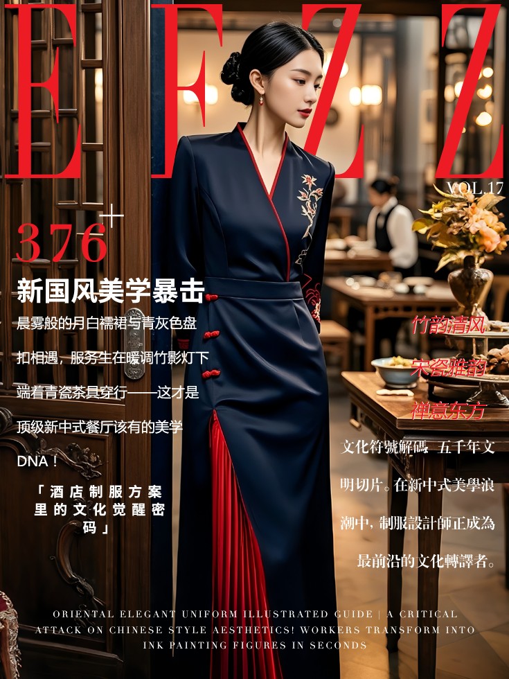 新國風美學(xué)制服-酒店中式餐廳服務(wù)員工作服文化符號解碼圖鑒