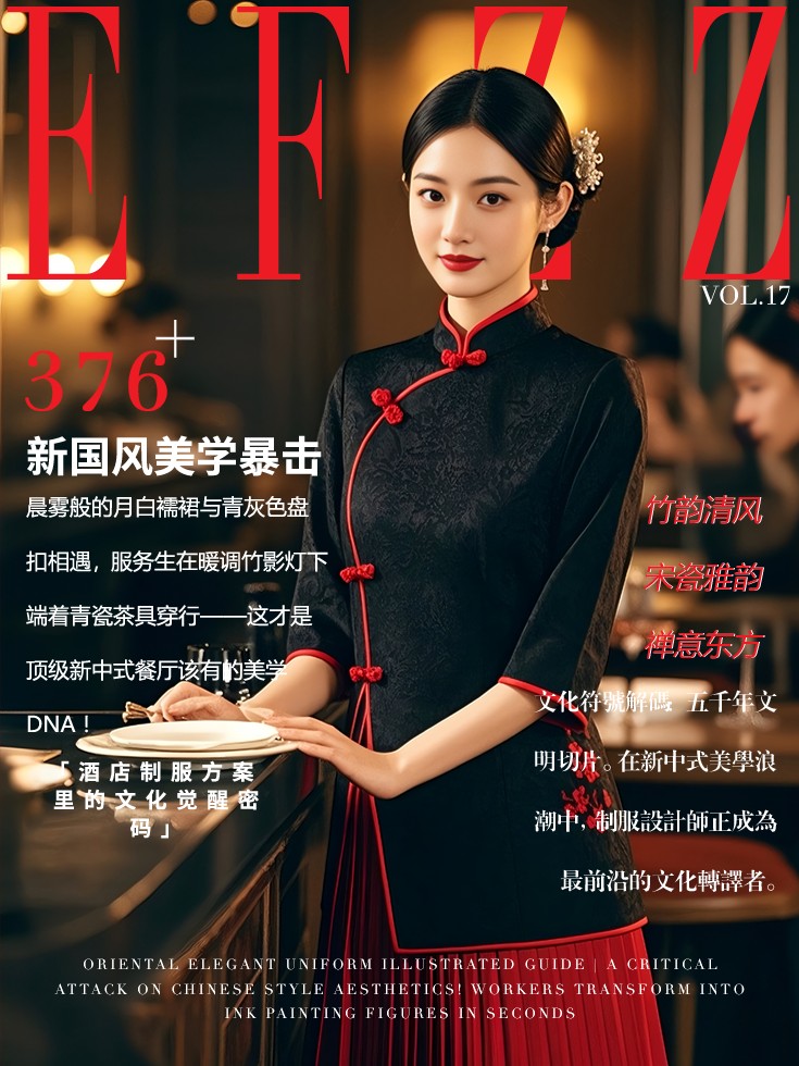 新國風美學(xué)制服-酒店中式餐廳服務(wù)員工作服文化符號解碼圖鑒