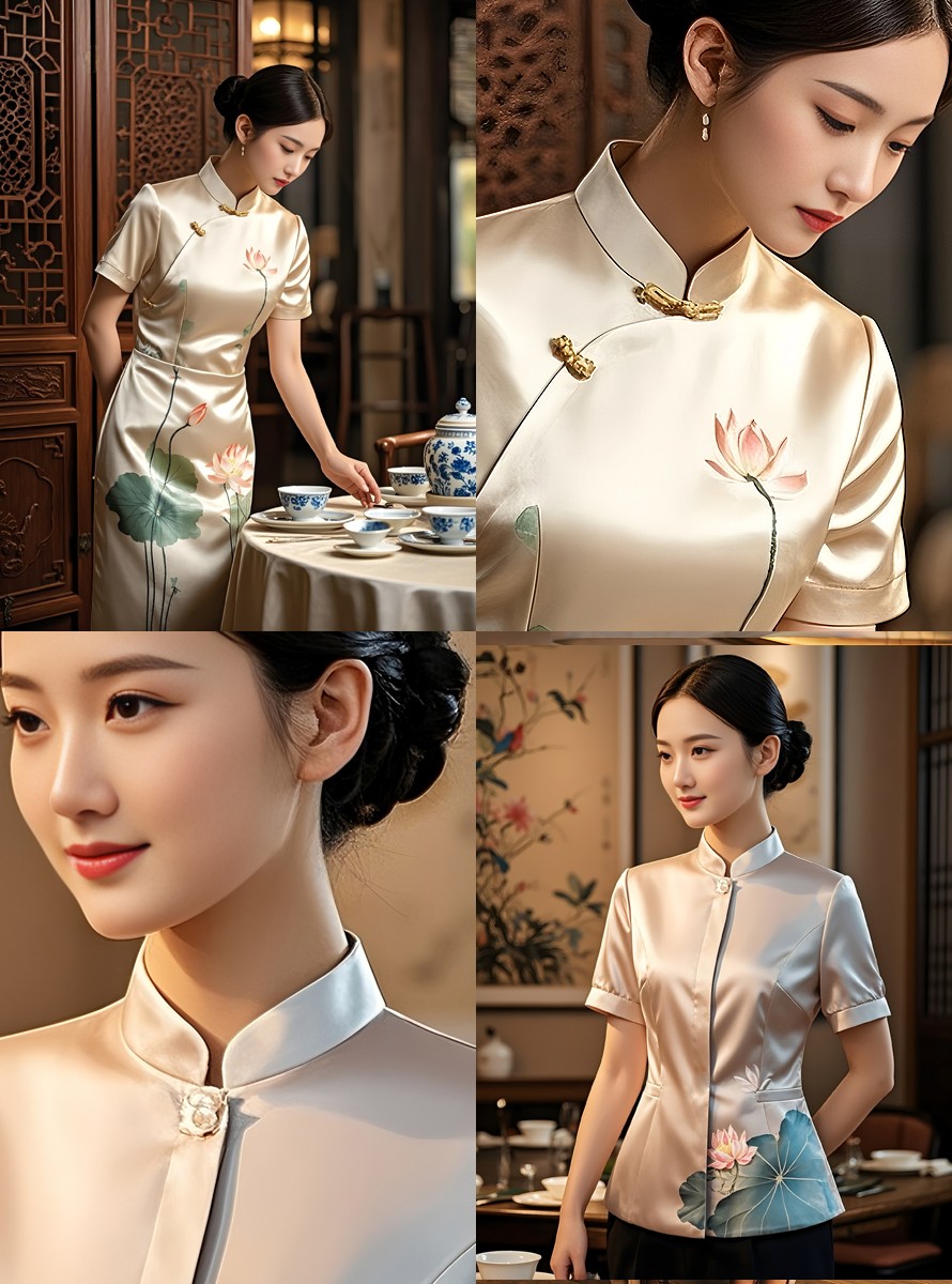 新國風美學(xué)制服-酒店中式餐廳服務(wù)員工作服文化符號解碼圖鑒