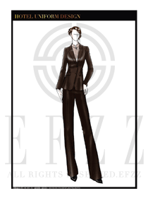 棕色女款酒店經(jīng)理服裝設(shè)計圖452