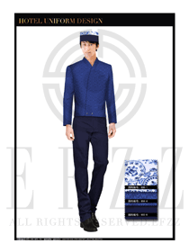 寶石藍(lán)男款酒店行李生制服設(shè)計(jì)圖1129