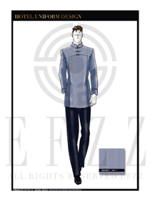 淺藍色男裝酒店門童行李生制服設計圖1202