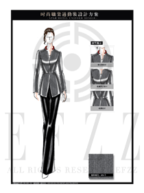 大師手繪時(shí)尚灰色職業(yè)裝制服設(shè)計(jì)圖1296