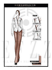 時(shí)尚白色女職業(yè)套裝制服設(shè)計(jì)圖1316