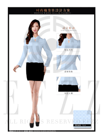 女時尚藍色職業裝長袖襯衫設計圖301