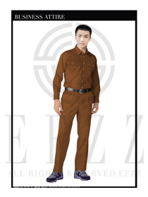 時尚棕色男款長袖工程服制服設計圖094