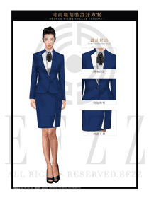 藍(lán)色珠寶營業(yè)員職業(yè)裝服務(wù)員制服設(shè)計(jì)圖1448