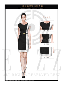 OL時尚黑色女職業(yè)裝夏裝制服設(shè)計圖649