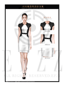 OL時尚白色女職業(yè)裝夏裝制服設(shè)計圖651