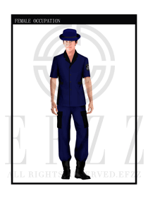 深藍色男款保安服短袖服裝款式圖278