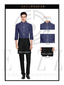 藍(lán)色男款快餐服務(wù)生制服設(shè)計(jì)圖208