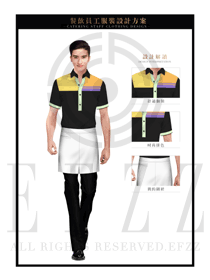 黑色男款快餐服務生制服設計圖214