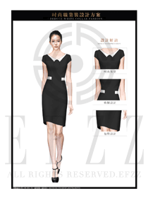 OL時尚黑色女職業裝夏裝制服設計圖673