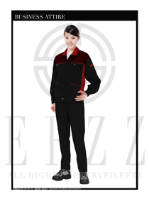 暗紅色春秋女款工程服服裝設計圖1008