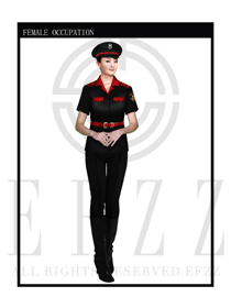 時尚優雅黑女款保安服短袖制服設計圖305