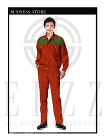 時(shí)尚橘紅色春秋男款工程服服裝款式圖1025