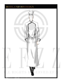 大師手繪白色西餐廳男款廚師制服設(shè)計(jì)圖388