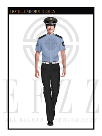 淺藍色男款保安服短袖服裝款式圖328