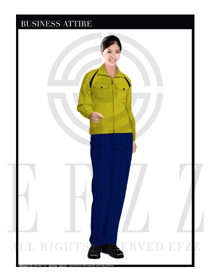 時尚黃色春秋女款工程服服裝款式圖1037