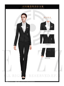 時尚黑色女款職業(yè)套裝制服設(shè)計圖1356