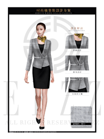時尚淺灰色女款職業(yè)套裝制服設(shè)計圖1358