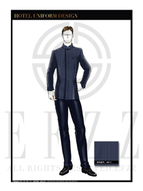 時尚藏藍色男款酒店客房服務員制服設計圖574