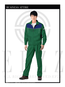 時尚綠色春秋男款長袖工程制服款式圖1049