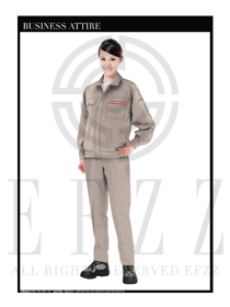 灰色女款長袖工程服裝款式設計圖1064