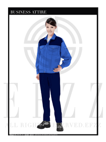 深藍(lán)色女款長(zhǎng)袖車間工作服裝款式設(shè)計(jì)圖1066