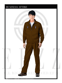 時尚棕色男款長袖工程制服設計圖1067