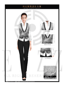 灰色水墨畫(huà)女款西餐廳服務(wù)員制服設(shè)計(jì)圖1255