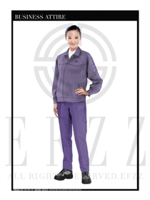 淺紫色長袖女款工程服款式設計圖1098