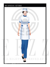 白色短袖長裙款按摩技師制服設(shè)計(jì)圖1380