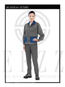時尚灰色長袖女款工程服制服設計圖1108