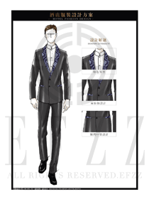 深灰色西服套裝酒店大堂服裝款式設(shè)計圖1015