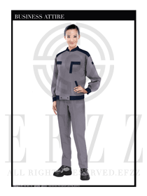 時尚灰色女款4S店工作服款式設計圖1116