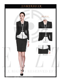 黑色OL女職業西裙套裝制服設計圖1402