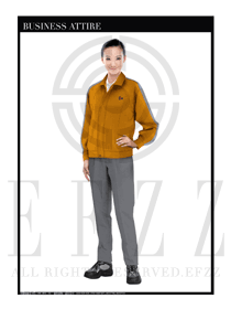 橙色長袖女款工程服裝款式設計圖1128