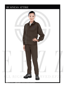 時尚深灰色長袖女款工程服裝制服設計圖1135