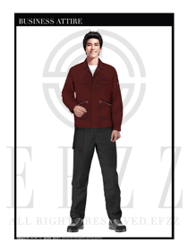 酒紅色男款4S店春秋工程服制服設計圖1145