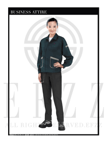 時尚墨綠色女款長袖春秋工程服款式圖1152