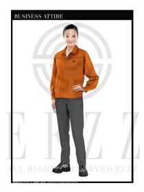 時(shí)尚橙色女款長(zhǎng)袖春秋工程服款式圖1154
