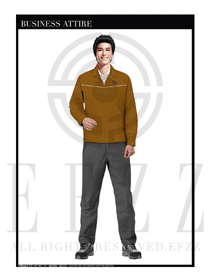 棕色男款長袖車間春秋工程服制服設計圖1155