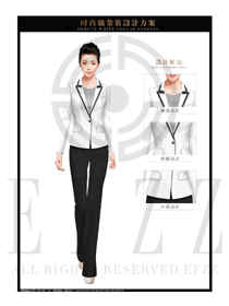 白色修身款女秋冬職業裝套裝制服設計圖1436
