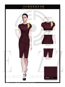 OL時(shí)尚紅色女職業(yè)裝夏裝制服設(shè)計(jì)圖686
