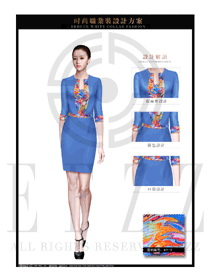 藍色ol時尚女職業(yè)裝夏裝制服設(shè)計圖688