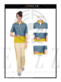 原創(chuàng)女款短袖工程服夏裝服裝款式圖209