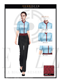 時尚天藍色修身款女中餐傳菜員制服設計圖173